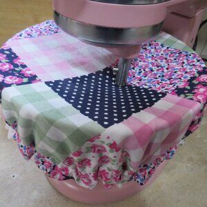 Kitchenaid Bowl Cover, Reversible Pink Patchwork and Floral Mixer Cover